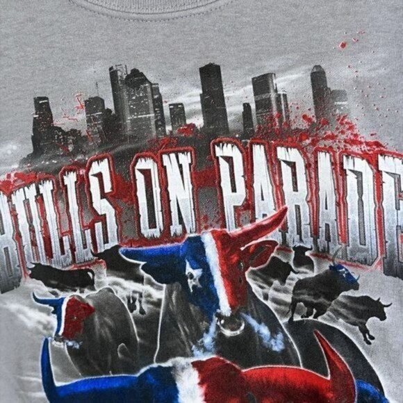 Bulls on Parade Houston Texans Tee size XL NWOT Grey Short Sleeve Tee - Picture 11 of 16